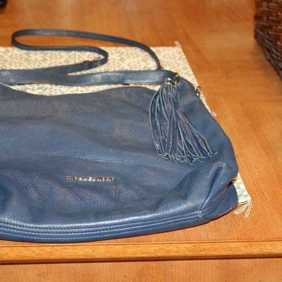 Michael Kors Navy Large Pebble Leather Tasseled Ba - Picture 1 of 10